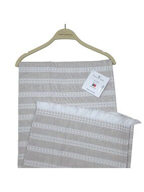 Pereira Da Cunha 50"x70" Cotton Throw Blanket Portugal With Fringe Beige & White